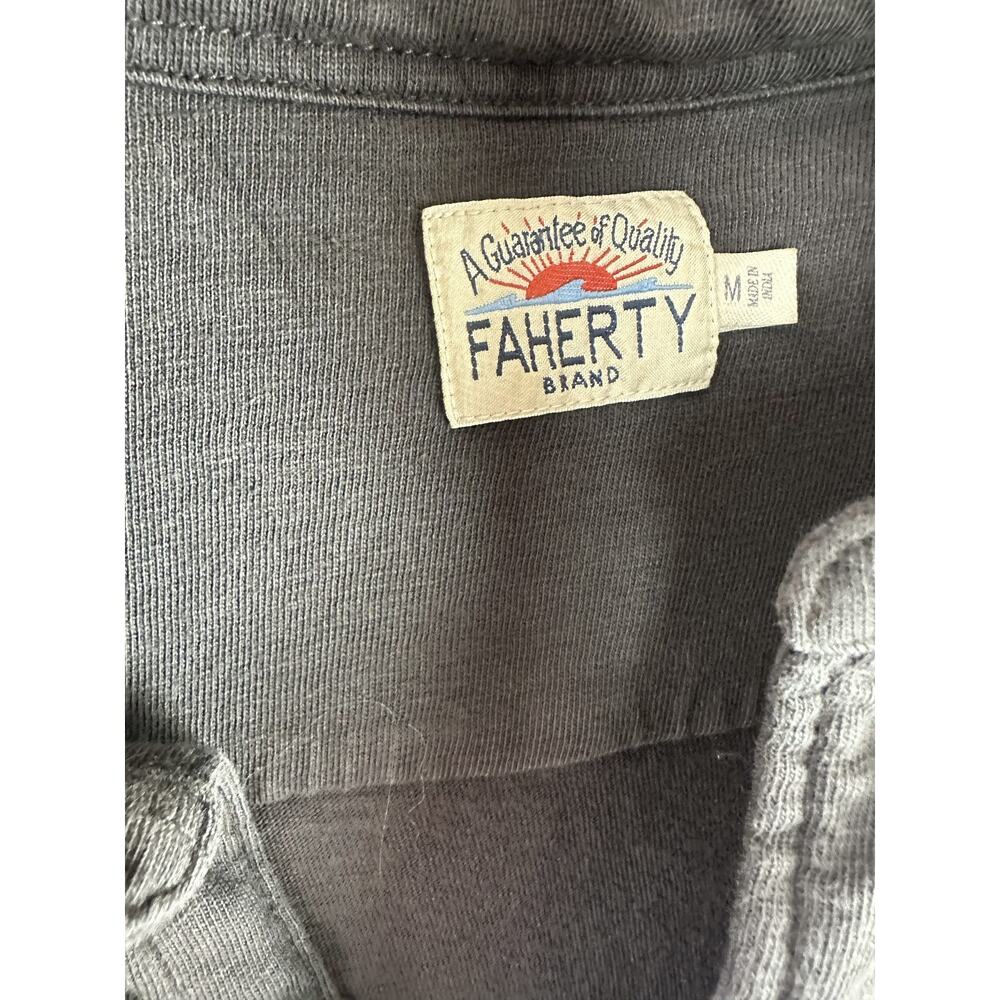 Faherty Short-Sleeve Sunwashed Knit Shirt Pocket Polo Button Front Cotton Medium - Picture 11 of 15